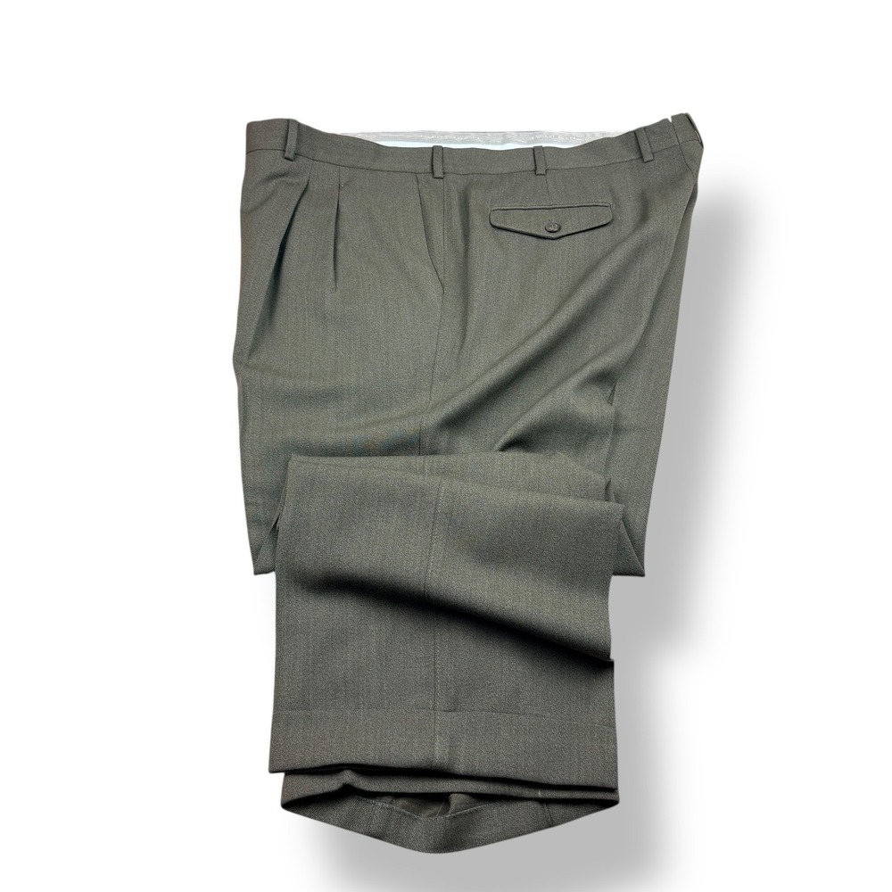 Paul Stuart Mens‎ Pleated Wool Dress Pants Trousers Made in Italy Gray Size 42